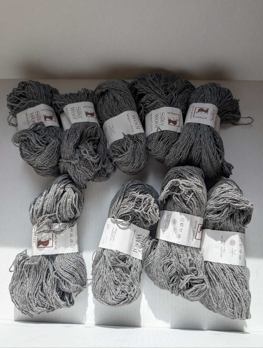 Silky Wool yarn by Elsebeth Lavold in a heathered gray color 12 x 50 gr BNWT
